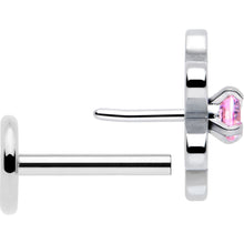 Load image into Gallery viewer, Pink CZ Gem Loopy Daisy Flat Back Stud Earrings - 1 Pair