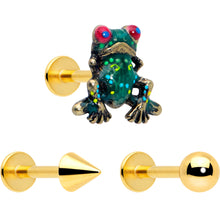 Load image into Gallery viewer, 16G Frog Flat Back Earring Set Internally Threaded 3 Pack