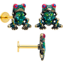 Load image into Gallery viewer, 16G Frog Flat Back Earring Set Internally Threaded 3 Pack