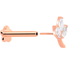 Load image into Gallery viewer, 16G 5/16 CZ Gem Leaves Rose Gold PVD Medical Grade Titanium Reversible Flat Back Earring