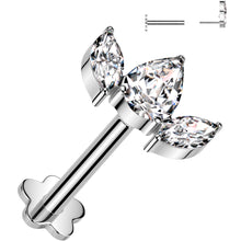 Load image into Gallery viewer, 16G 5/16 Clear CZ Gem Oval Trio Medical Grade Titanium Reversible Flat Back Earring