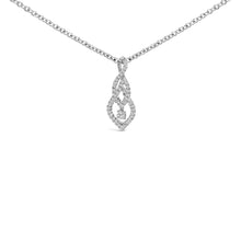 Load image into Gallery viewer, Sterling Silver 1/3 Cttw Diamond Swirl Teardrop Pendant Necklace