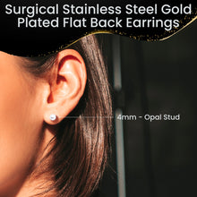 Load image into Gallery viewer, 14k Yellow Gold Plated 4mm Iridescent Ball Flat Back Stud Earrings - 1 Pair