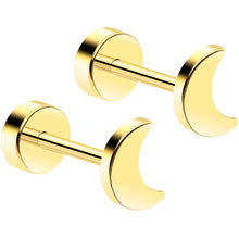 Load image into Gallery viewer, 14k Yellow Gold Plated 4mm Crescent Moon Flat Back Stud Earrings - 1 Pair