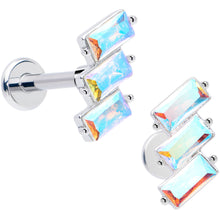 Load image into Gallery viewer, Titanium Flat Back Earring Set - Staggered Aurora CZ 16G