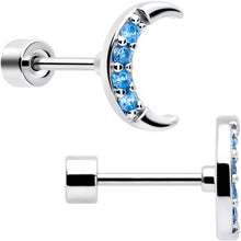 Load image into Gallery viewer, Blue CZ Celestial Butterfly Flat Back Stud Earrings - 3 Pairs