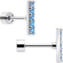 Load image into Gallery viewer, Blue CZ Celestial Butterfly Flat Back Stud Earrings - 3 Pairs