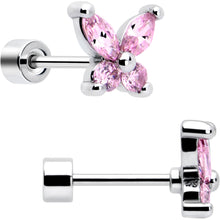 Load image into Gallery viewer, Pink CZ Celestial Butterfly Flat Back Stud Earrings - 3 Pairs
