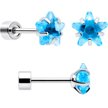 Load image into Gallery viewer, Blue Star CZ Flat Back Stud Earrings - 3 Pairs