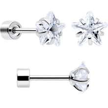 Load image into Gallery viewer, Clear Star CZ Flat Back Stud Earrings - 3 Pairs