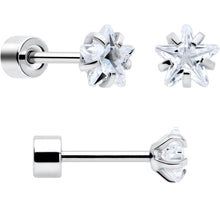 Load image into Gallery viewer, Clear Star CZ Flat Back Stud Earrings - 3 Pairs
