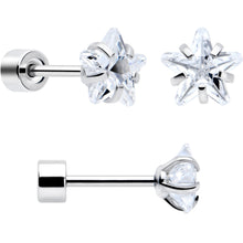 Load image into Gallery viewer, Clear Simplistic Heart Star CZ Flat Back Stud Earrings - 3 Pairs