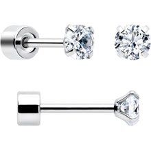 Load image into Gallery viewer, Clear Simplistic Heart Star CZ Flat Back Stud Earrings - 3 Pairs