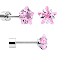 Load image into Gallery viewer, Pink Simplistic Heart Star CZ Flat Back Stud Earrings - 3 Pairs