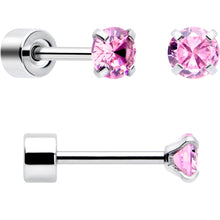 Load image into Gallery viewer, Pink Simplistic Heart Star CZ Flat Back Stud Earrings - 3 Pairs