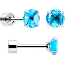 Load image into Gallery viewer, Blue CZ Flat Back Stud Earrings - 3 Pairs