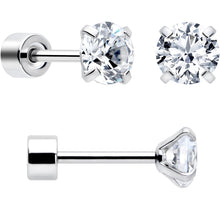 Load image into Gallery viewer, CZ Flat Back Stud Earrings - 3 Pairs