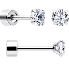Load image into Gallery viewer, CZ Flat Back Stud Earrings - 3 Pairs