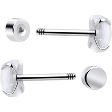 Load image into Gallery viewer, White Synthetic Opal Flat Back Stud Earrings - 3 Pairs