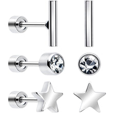 Load image into Gallery viewer, Classic Style Flat Back Stud Earrings - 3 Pairs