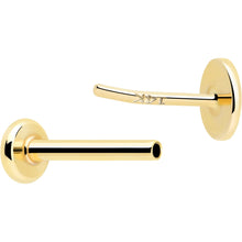 Load image into Gallery viewer, 14k Solid Yellow Gold 3mm Disc Threadless Push In Flat Back Stud