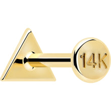 Load image into Gallery viewer, 14k Solid Yellow Gold 3mm Triangle Threadless Push In Flat Back Stud