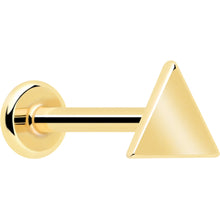 Load image into Gallery viewer, 14k Solid Yellow Gold 3mm Triangle Threadless Push In Flat Back Stud
