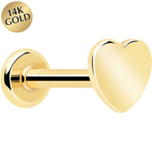 Load image into Gallery viewer, 14k Solid Yellow Gold 3mm Heart Threadless Push In Flat Back Stud