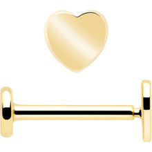 Load image into Gallery viewer, 14k Solid Yellow Gold 3mm Heart Threadless Push In Flat Back Stud