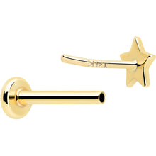 Load image into Gallery viewer, 14k Solid Yellow Gold 3mm Star Threadless Push In Flat Back Stud