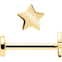 Load image into Gallery viewer, 14k Solid Yellow Gold 3mm Star Threadless Push In Flat Back Stud