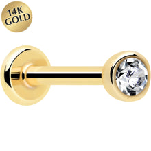 Load image into Gallery viewer, 14k Solid Yellow Gold 2mm CZ Gem Threadless Push In Flat Back Stud