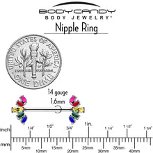 Load image into Gallery viewer, 14G 9/16 Rainbow Gem Pride Fancy Glam Nipple Ring Set