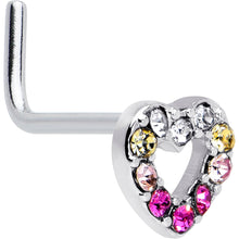 Load image into Gallery viewer, 20G Romance Gem Open Heart L Shape Nose Ring