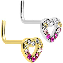 Load image into Gallery viewer, 20G Romance Gem Open Heart L Shape Nose Ring