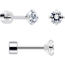 Load image into Gallery viewer, 20G Clear Gem White Orb Flatback Earring Set of 6