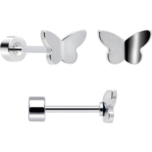 Load image into Gallery viewer, 20G Aurora Gem White Orb Butterfly Flatback Earring Set of 6