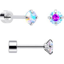 Load image into Gallery viewer, 20G Aurora Gem White Orb Butterfly Flatback Earring Set of 6