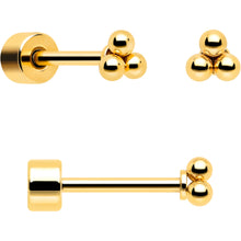Load image into Gallery viewer, 20G Clear Gem Gold Tone Ball Chain Dangle Flatback Earring Set of 6