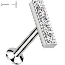 Load image into Gallery viewer, CZ Mirco Gem Bar Flat Back Earring - 18G Threadless Push In