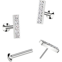 Load image into Gallery viewer, CZ Mirco Gem Bar Flat Back Earring - 18G Threadless Push In