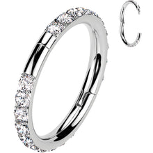 Load image into Gallery viewer, Implant Grade Titanium Forward CZ Double Sided Hoop Segment Ring
