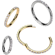 Load image into Gallery viewer, Implant Grade Titanium Forward CZ Double Sided Hoop Segment Ring