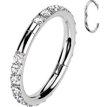 Load image into Gallery viewer, Implant Grade Titanium Forward CZ Double Sided Hoop Segment Ring