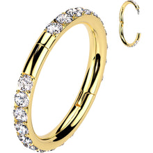 Load image into Gallery viewer, Implant Grade Titanium Forward CZ Double Sided Hoop Segment Ring