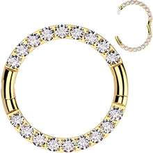 Load image into Gallery viewer, 16G Implant Grade Titanium CZ Double Row Hoop Segment Ring