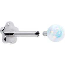 Load image into Gallery viewer, Titanium Reversible Flower Flat Back Stud 18G Synthetic Opal Ball