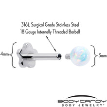 Load image into Gallery viewer, Titanium Reversible Flower Flat Back Stud 18G Synthetic Opal Ball