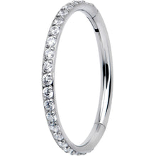 Load image into Gallery viewer, 18G 3/8 Clear CZ Gem Titanium Forward Facing Hinged Segment Ring