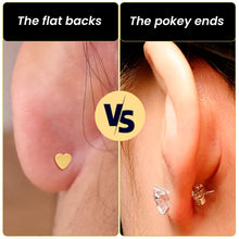 Load image into Gallery viewer, Titanium Flat Back Earring Trio Gem- 18G Threadless Reversible Heart